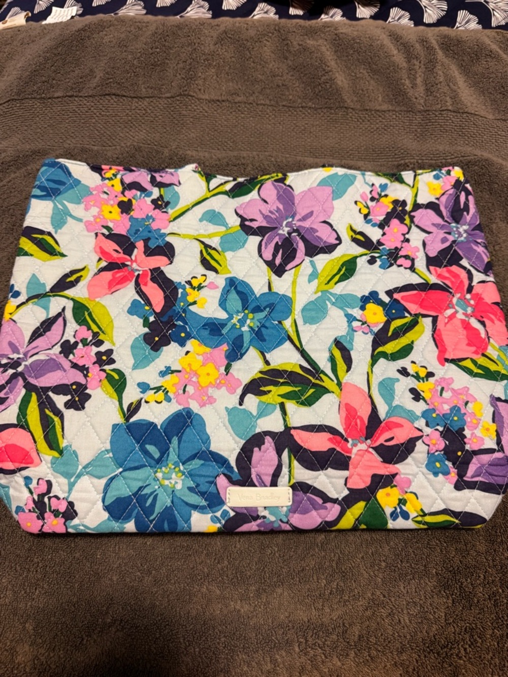 Vera Bradley Marian Floral Quilted Essential Tote in Blue, Purple, Pink & Yellow